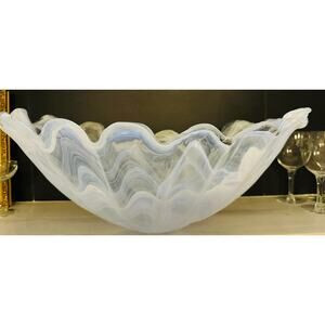Large Sculptural Hand-Blown‎ Art Glass Centerpiece Vase | 21" x 12" x 8"